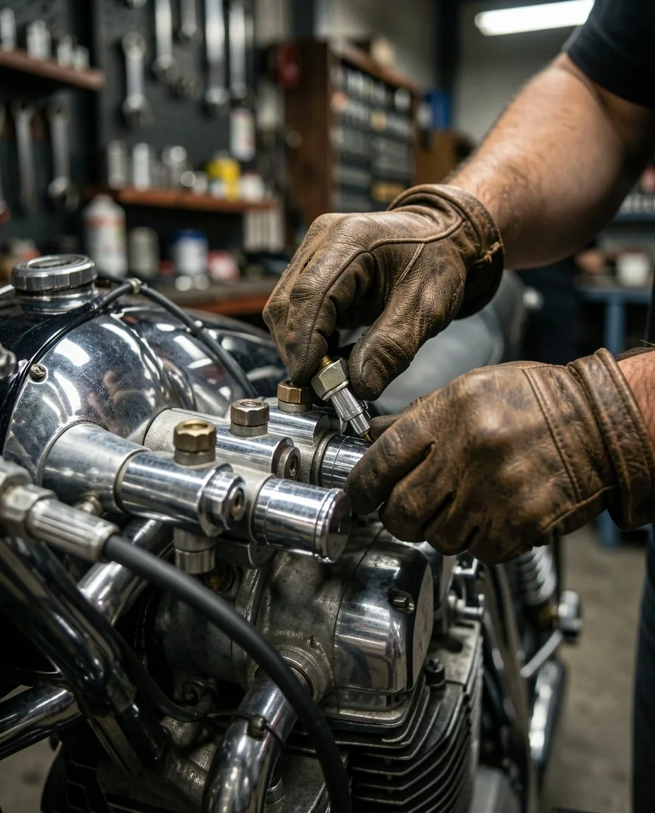 Mécanique de précision sur moteur moto
