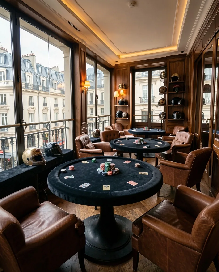 Table de jeu privée et jetons lestés au salon