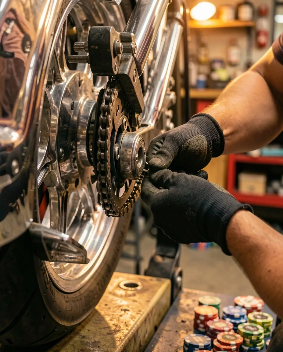 Détail mécanique moteur à l'atelier