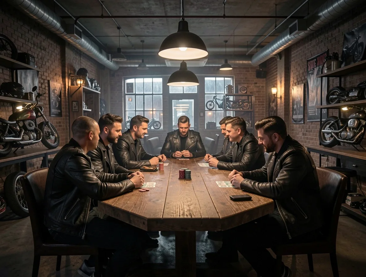 Soirée poker entre membres du club dans le lounge feutré