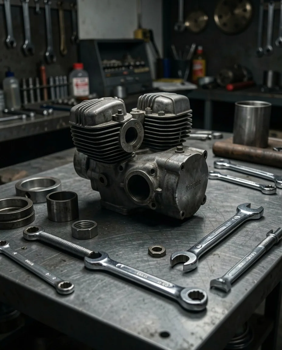 Établi de préparation et mécanique moto